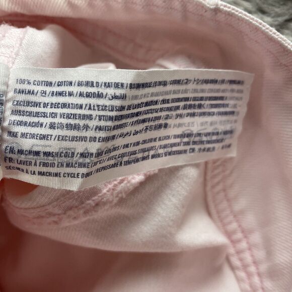 Abercrombie Kids Jean Jacket Girls Small Pink Distressed Denim Rock Retro Zip - Picture 8 of 8